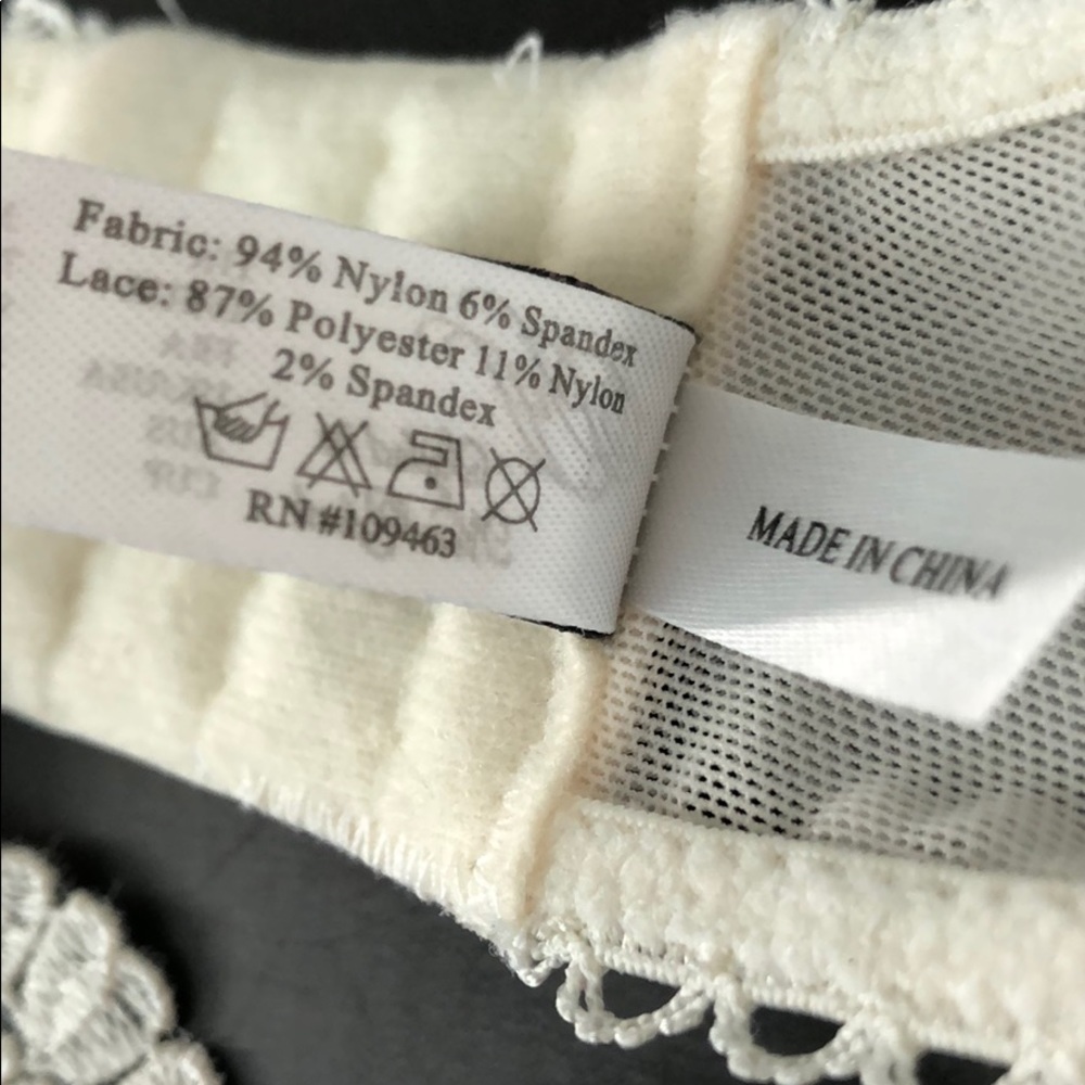 MESH/ EMBROIDERED LACE OFF WHITE/ IVORY BRA - Picture 12 of 13